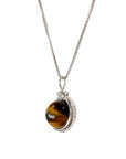 Necklace with sphere pendant in the eye of tiger - 925 silver