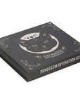 KIT DIVINAZIONE BLACK CAT MAGIC - Pendolo in ossidiana e tavola divinatoria in ceramica