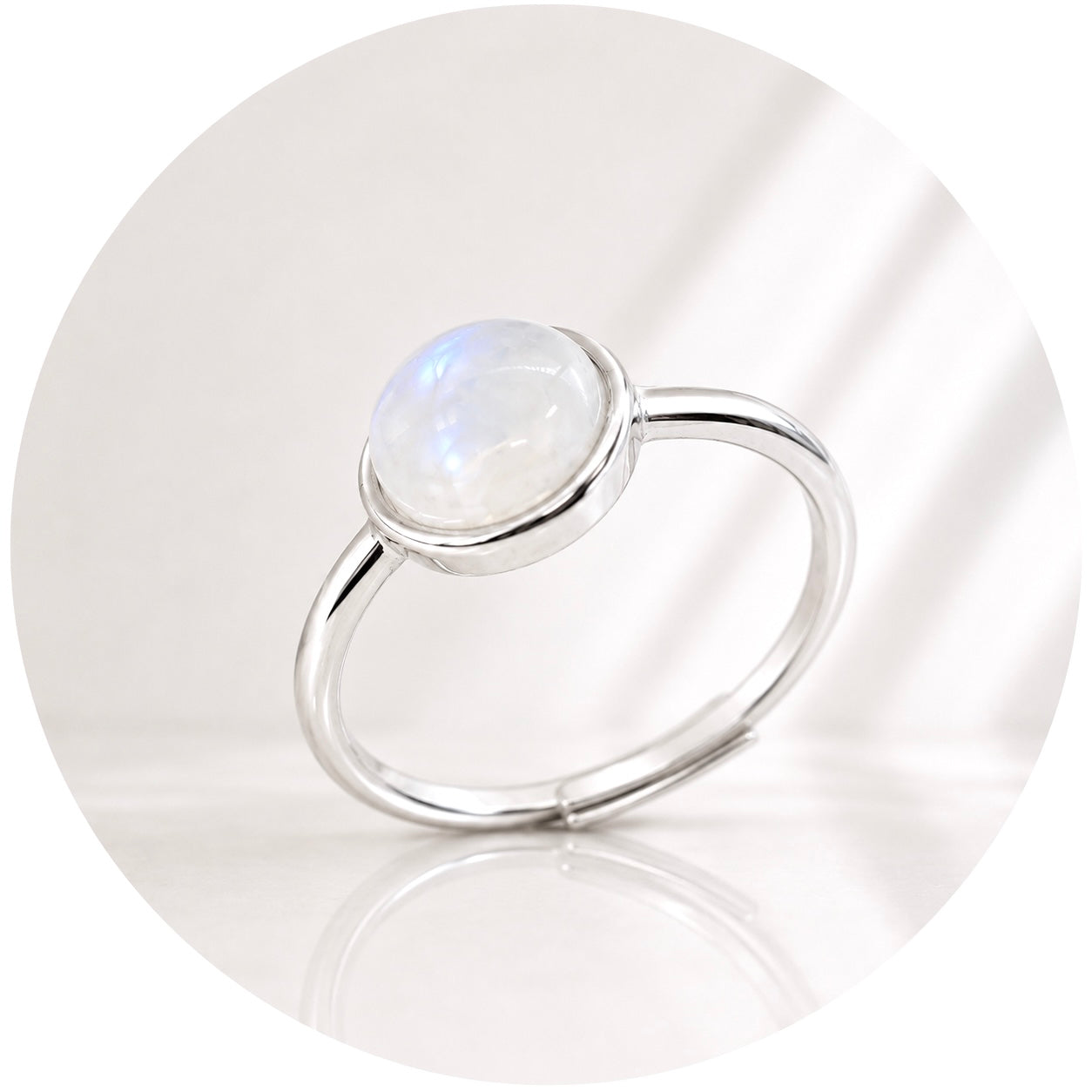 Ring with 925 silver moon - adjustable