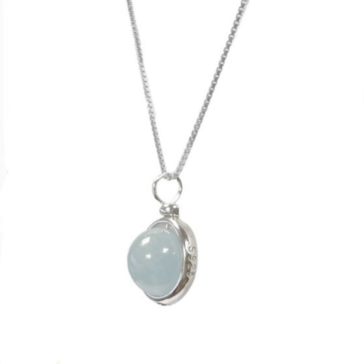 Collana con pendente a sfera in Acquamarina - Argento 925