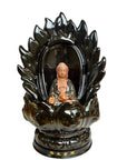 Bruciaincenso a cascata Buddha con Loto in ceramica per Incenso in coni - Portaincenso a fontana 22cm