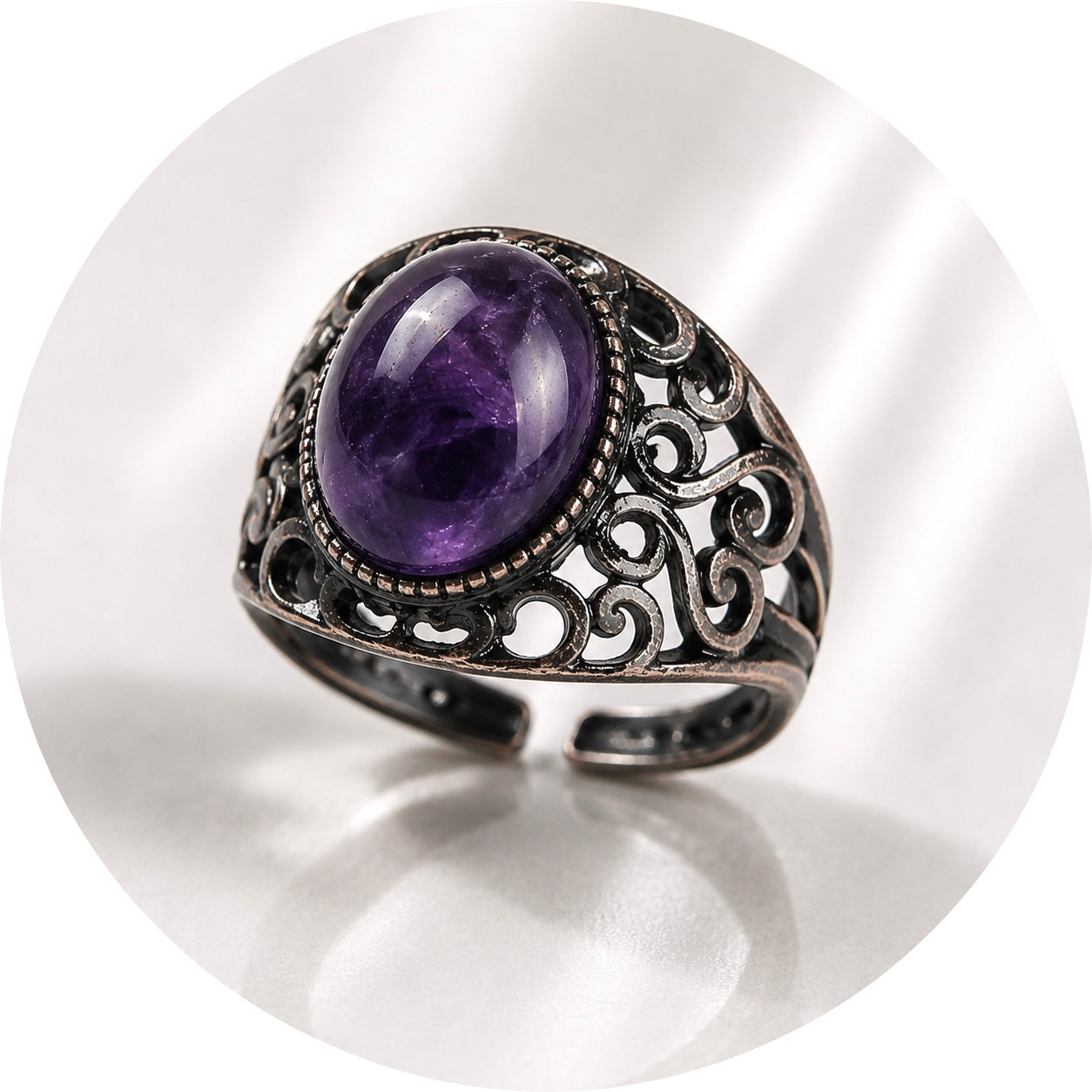 ANELLO CON AMETISTA IN OTTONE - Calma e rilassamento