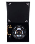 KIT DIVINAZIONE BLACK CAT MAGIC - Pendolo in ossidiana e tavola divinatoria in ceramica