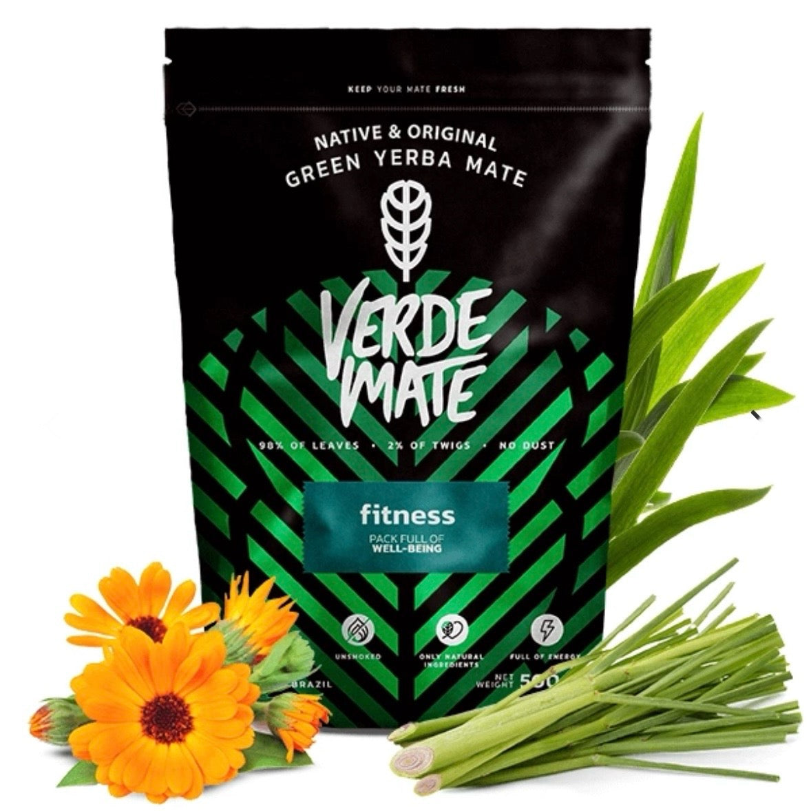 Verde Mate Fitness fiori ed erbe Pre allenamento - Yerba mate origine Brasile 500g