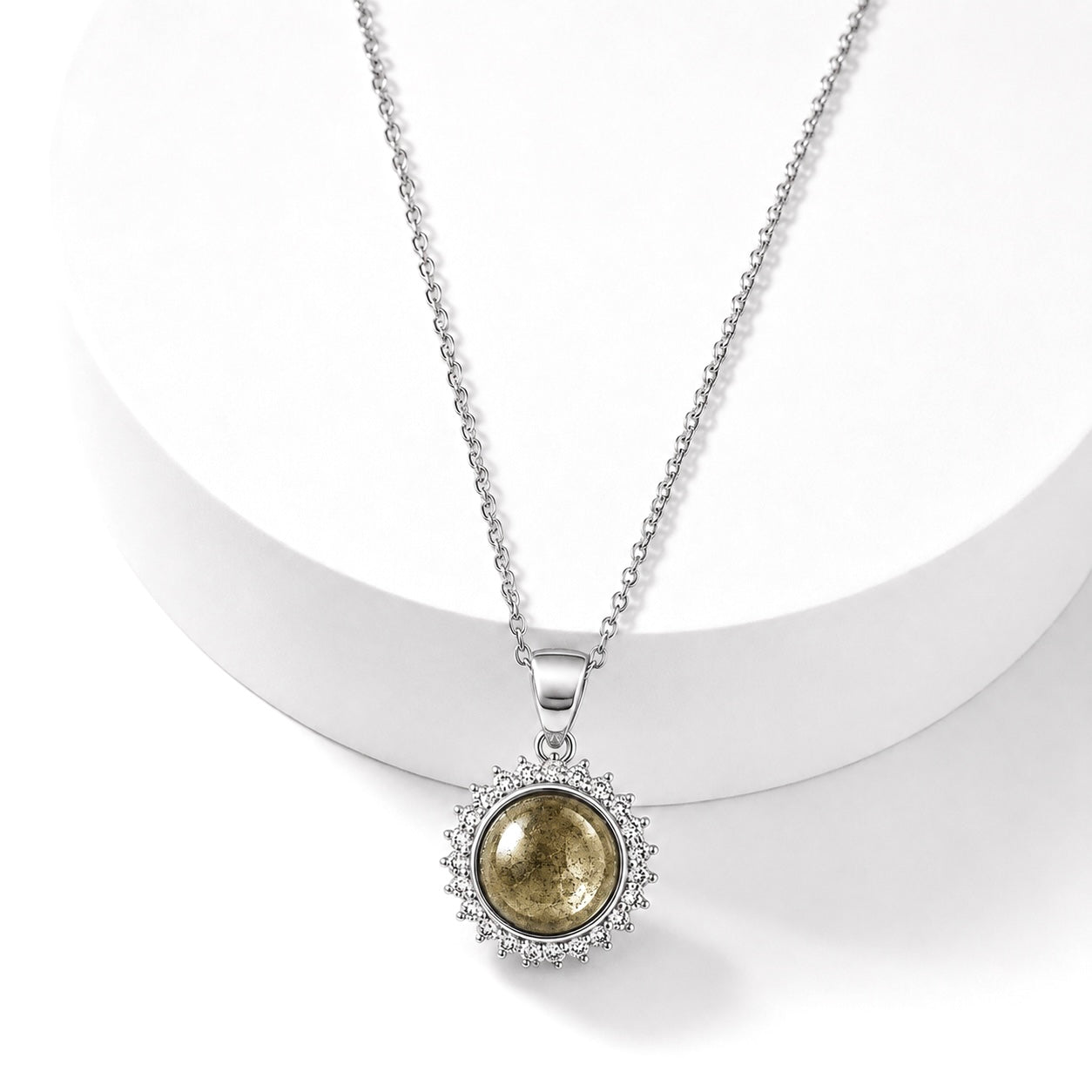 COLLANA CON PIRITE E ZIRCONI IN ARGENTO 925  - Prosperità e successo