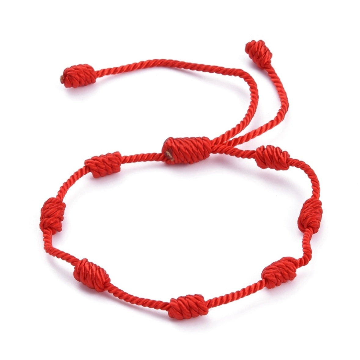 Bracciale Portafortuna Filo Rosso Con 7 Nodi E Sfere D'argento – Kabbalah Contro Il Malocchio, Regolabile, Con Astuccio Alessandra Boho
