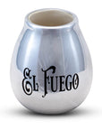 El fuego Mate Calabaza in ceramica - Coppa per Yerba Mate argento 350ml