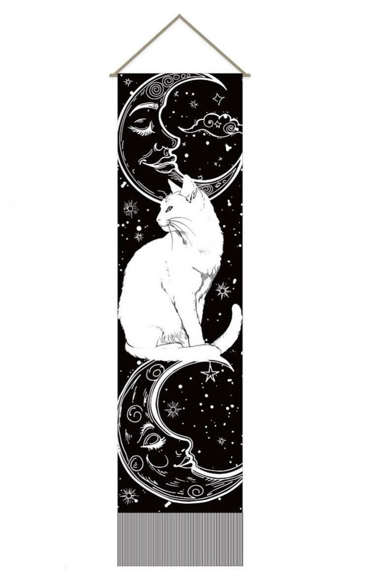 Stendardo da parete Gatto sole e luna - 116x33