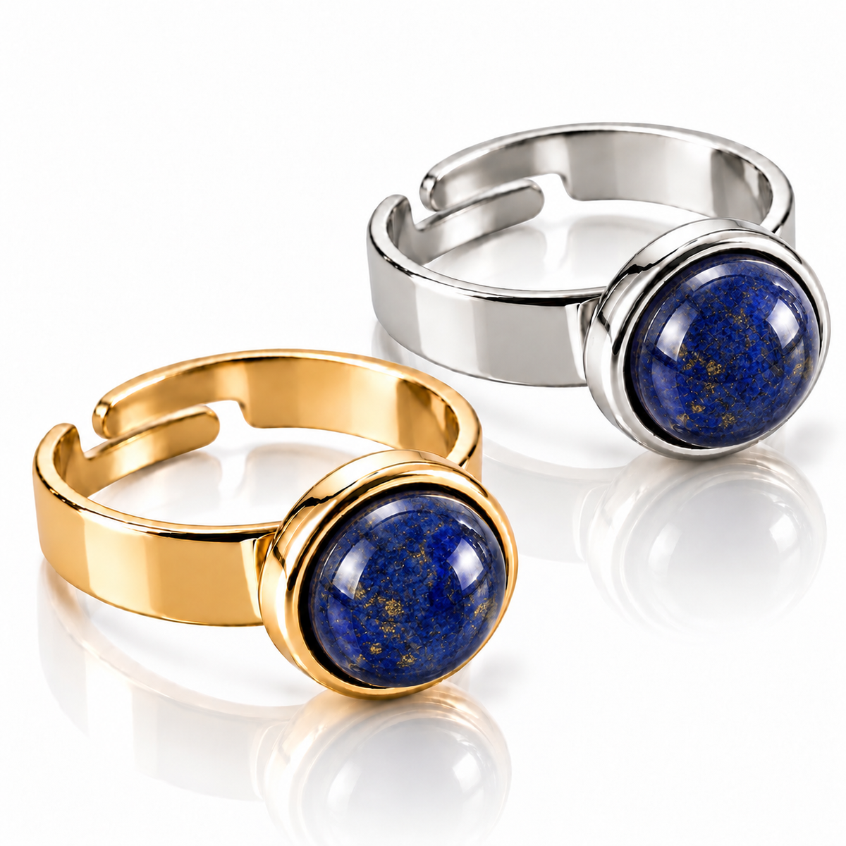 ANELLO MINIMAL LAPISLAZZULI - acciaio inossidabile regolabile