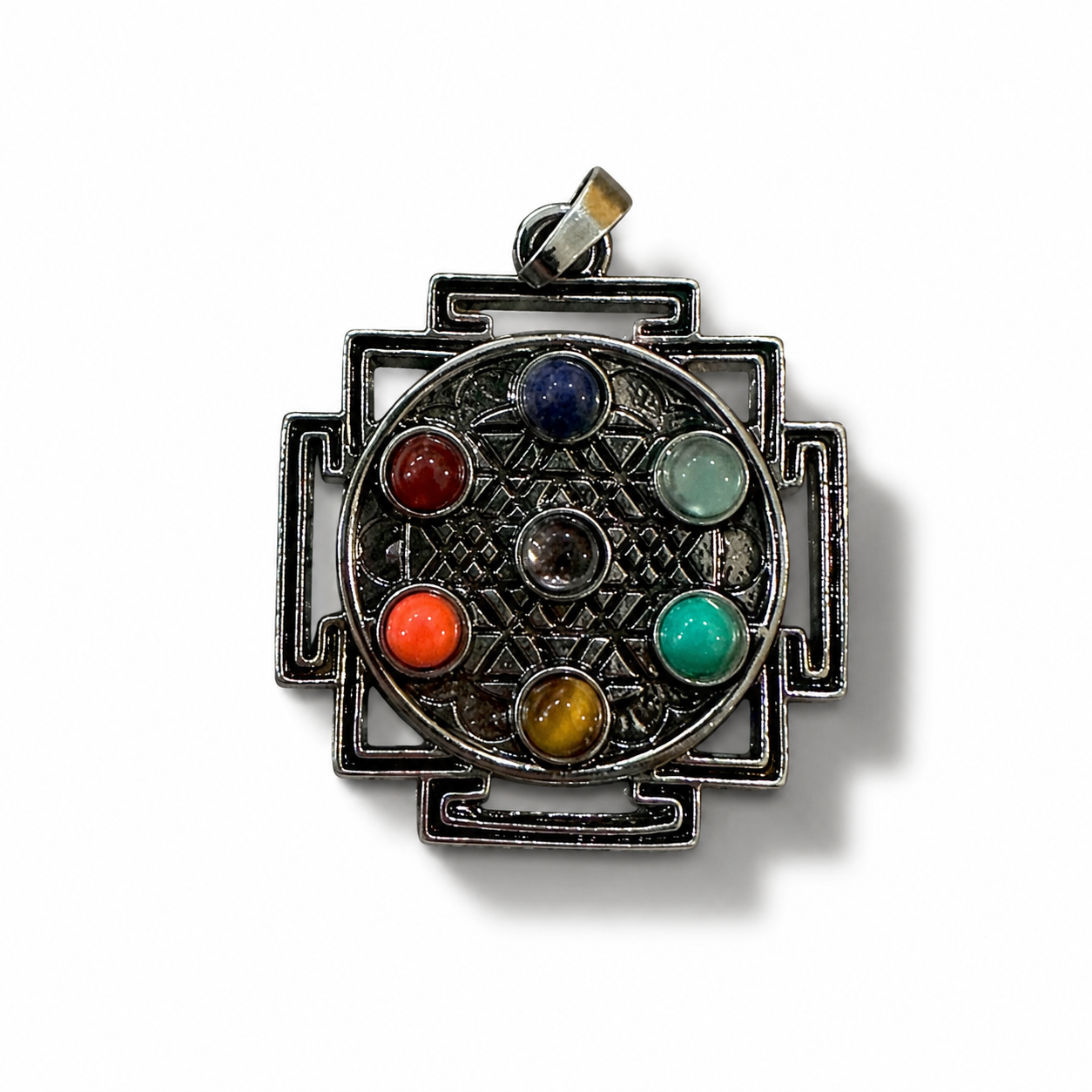 Ciondolo Cubo di Metatron in Pietre Naturali 7 chakra – Geometria Sacra