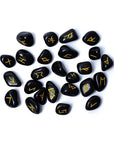 RUNE ORACOLO IN AGATA NERA - Sacchetto di velluto