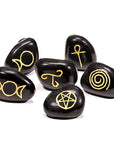 SIMBOLI WICCA IN AGATA NERA - Set da 6