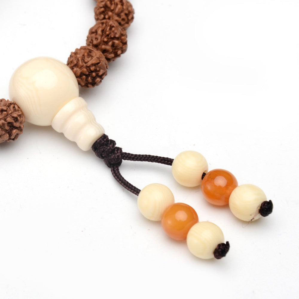 Collana Mala elastica Buddhista in Rudraksha