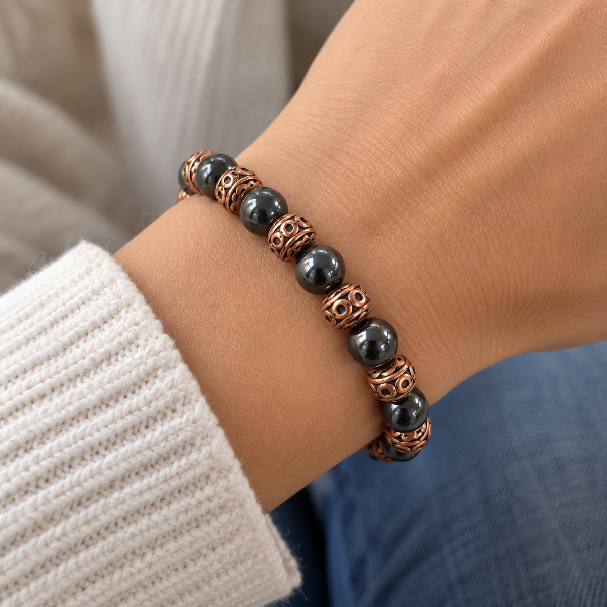 BRACCIALE IN RAME E EMATITE - energia e protezione