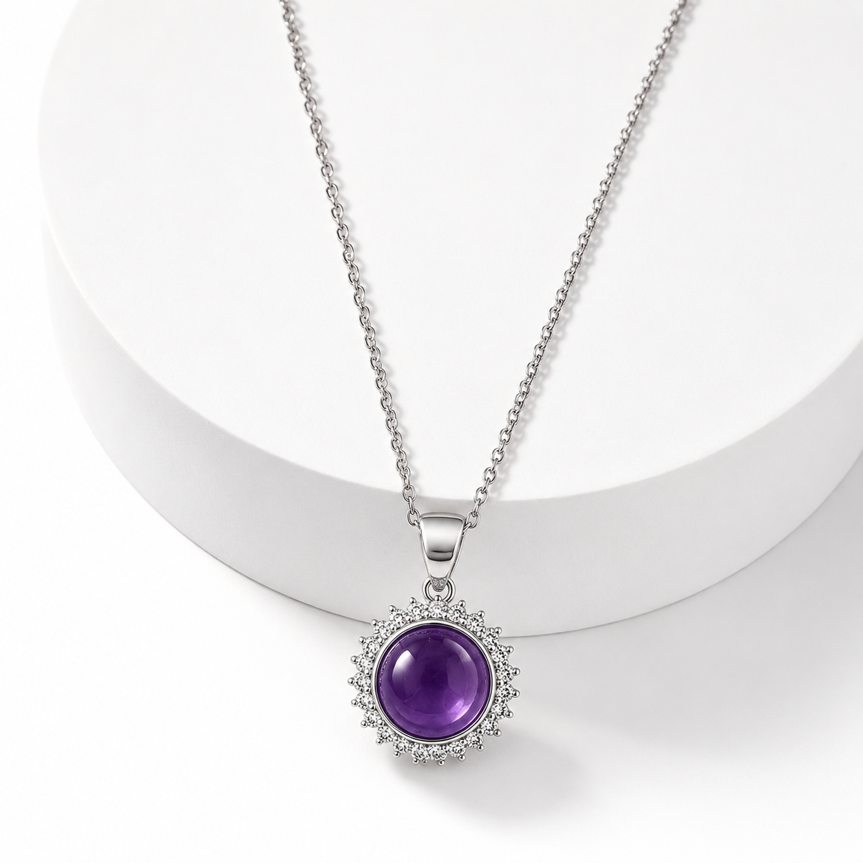 COLLANA CON AMETISTA E ZIRCONI IN ARGENTO 925  - Calma e stress