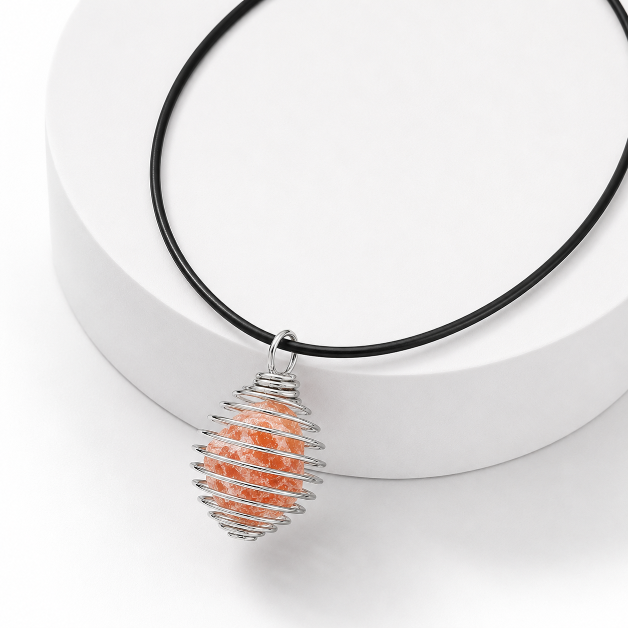 COLLANA GABBIETTA CON CALCITE ARANCIONE - Equilibrio ed Energia