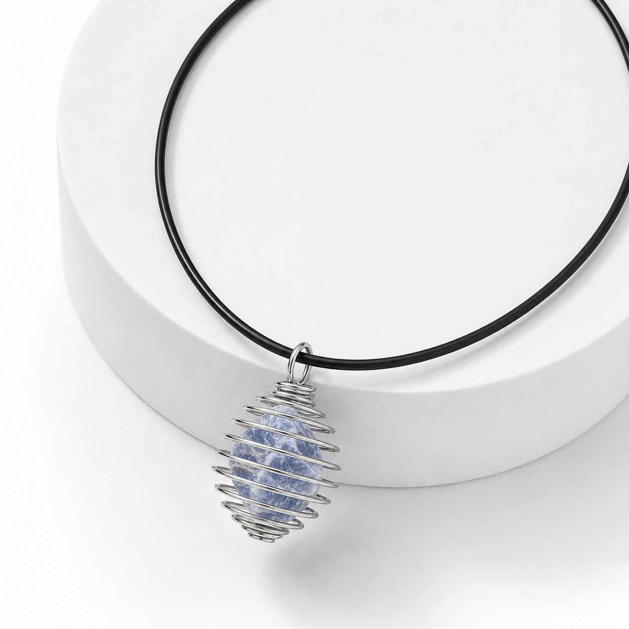 COLLANA GABBIETTA CON CALCITE BLU - Calma e protezione