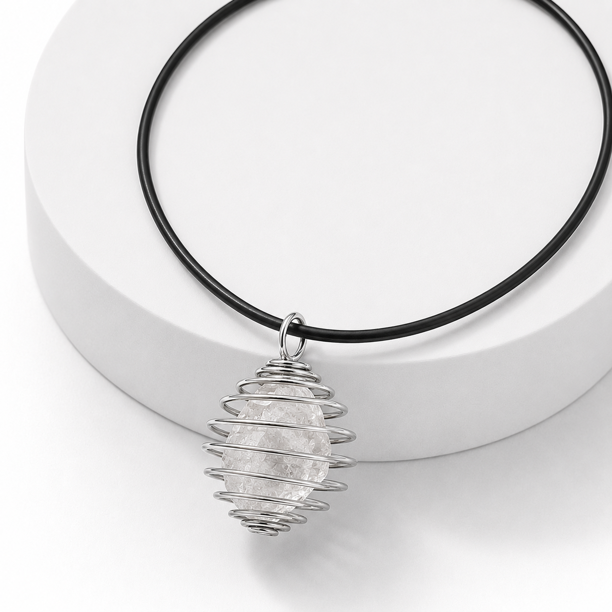 COLLANA GABBIETTA CON CRISTALLO DI ROCCA - Ricarica Energetica