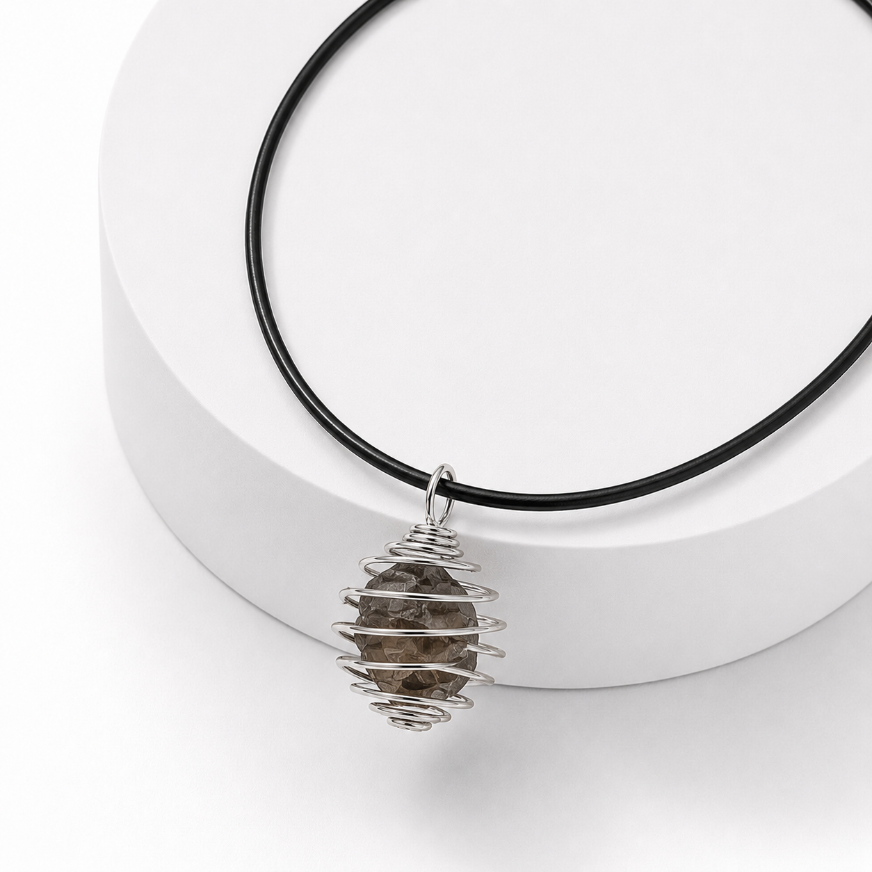 Necklace with rough fumè quartz pendant - balance, motivation and protection