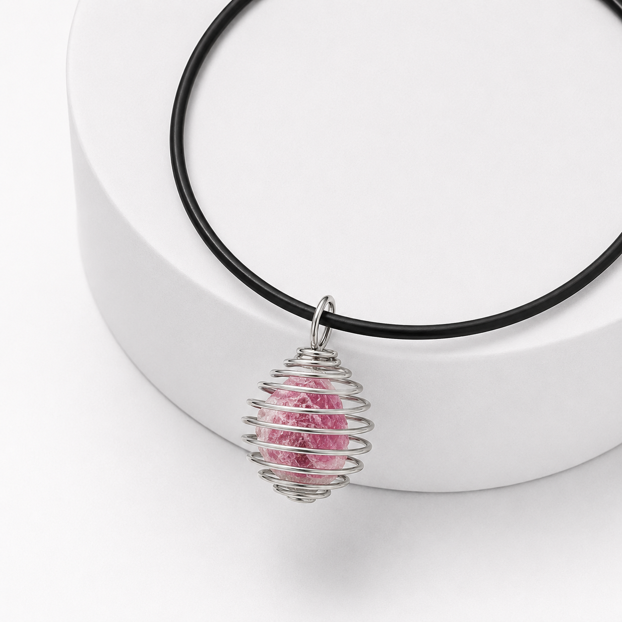COLLANA GABBIETTA CON TORMALINA ROSA - Guarigione emotiva e amore