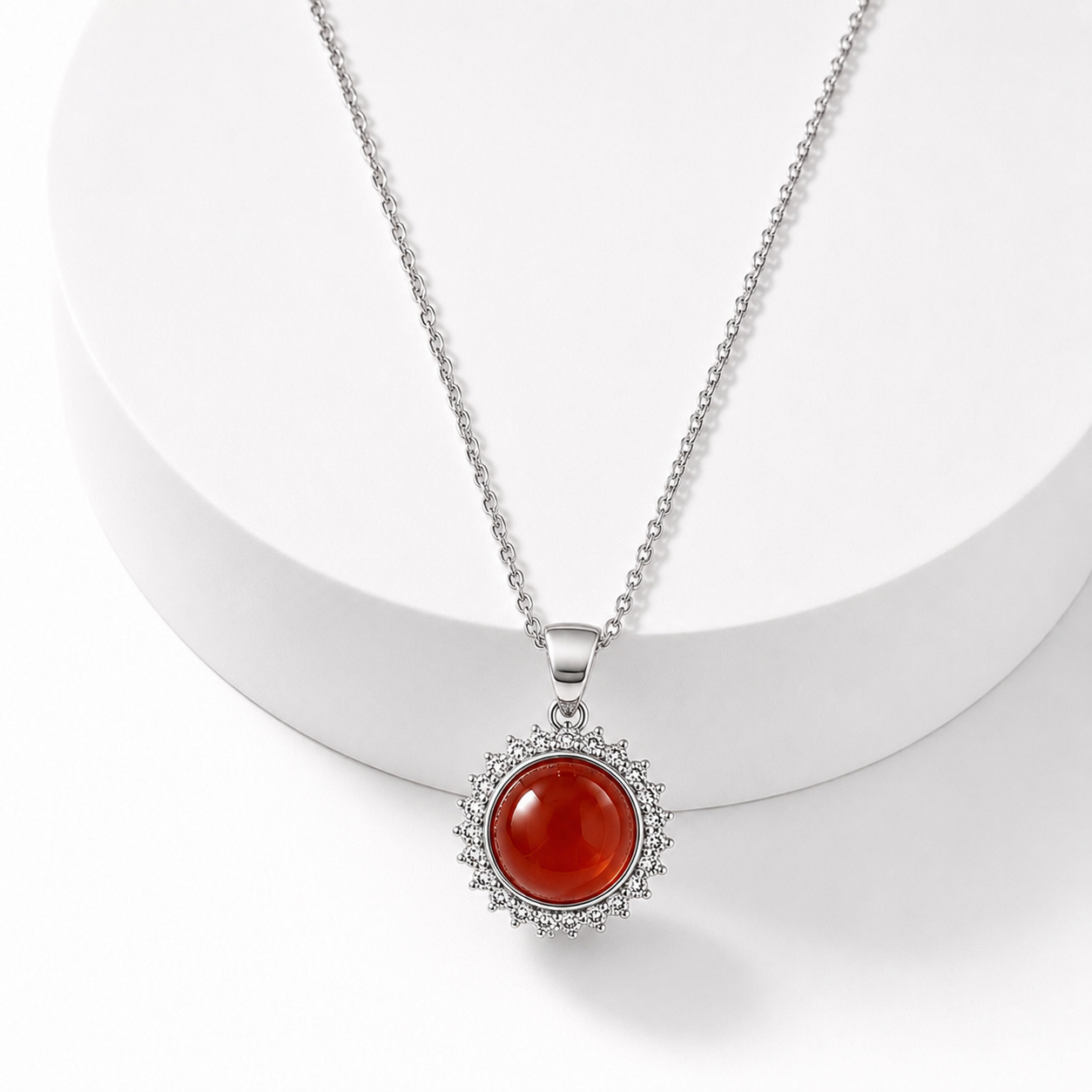 COLLANA CON CORNIOLA E ZIRCONI IN ARGENTO 925  - Motivazione e coraggio
