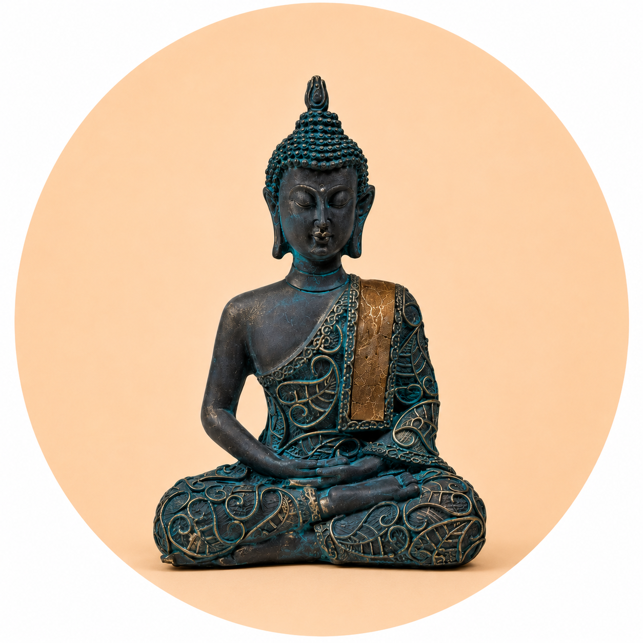 Buddha statue in meditation with ancient style mudra - 14cm