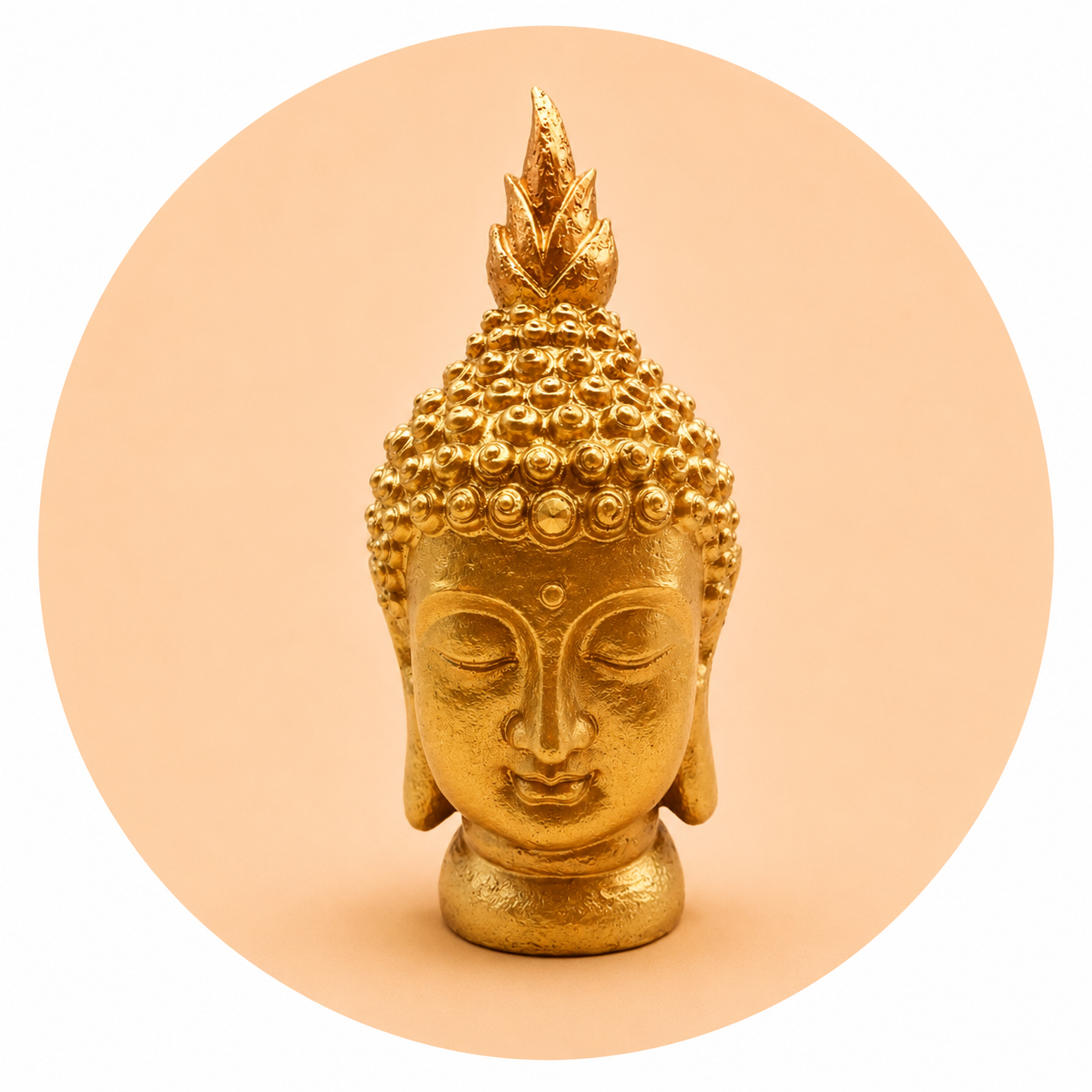 STATUA TESTA DI BUDDHA IN RESINA - Dorato