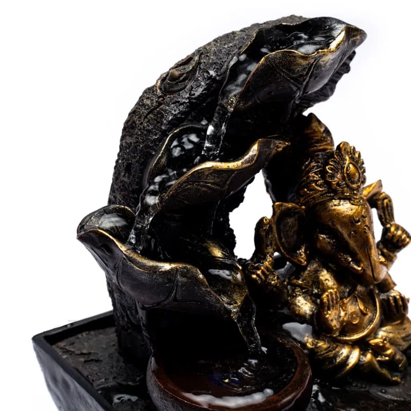 Zen water fountain with Ganesh - Integrated LED light