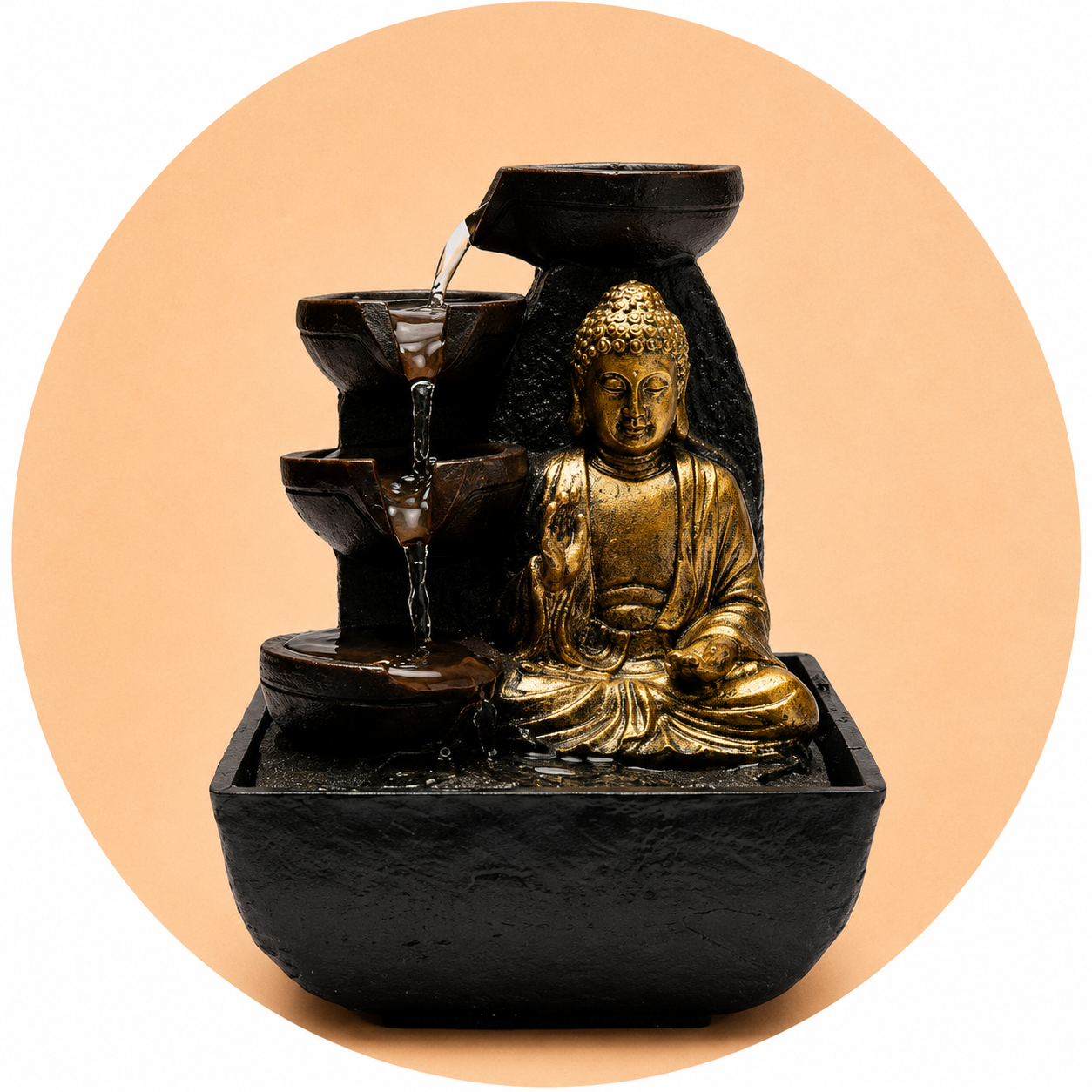 Zen water fountain with compassion Buddha - Integrated LED light