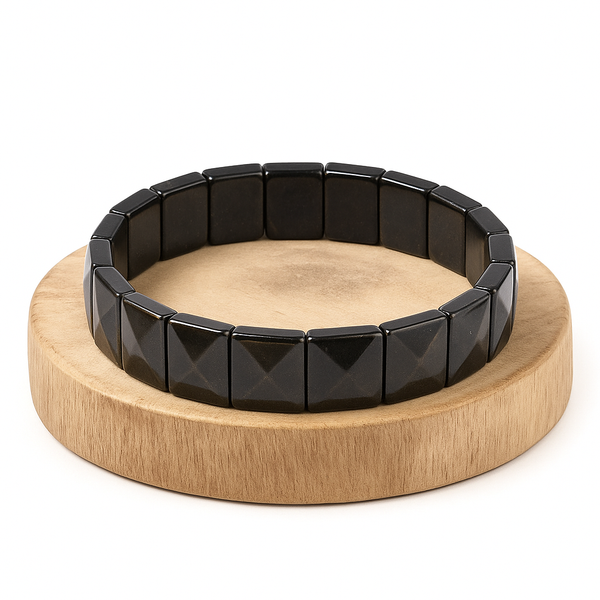 Bracciale In Ossidiana Nera - Pietre Naturali 8mm - Elastico E Regolabile - Protezione Energetica E Meditazione - Unisex