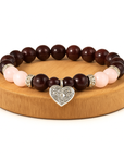 BRACCIALE IN GRANATO E QUARZO ROSA - Ottimismo, speranza e amore