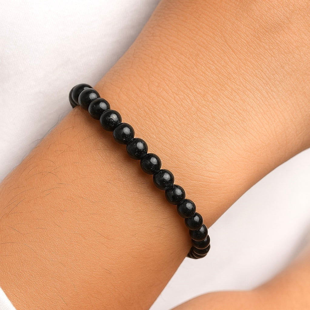 Elastic Black Trying Bracelet - Negative Energy Protection 6mm