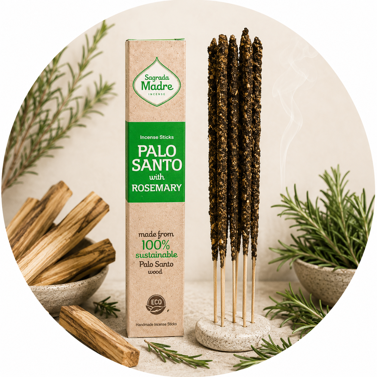 Sagrada Mother Incense in sticks Palo Santo - Palo Santo and Rosmarino