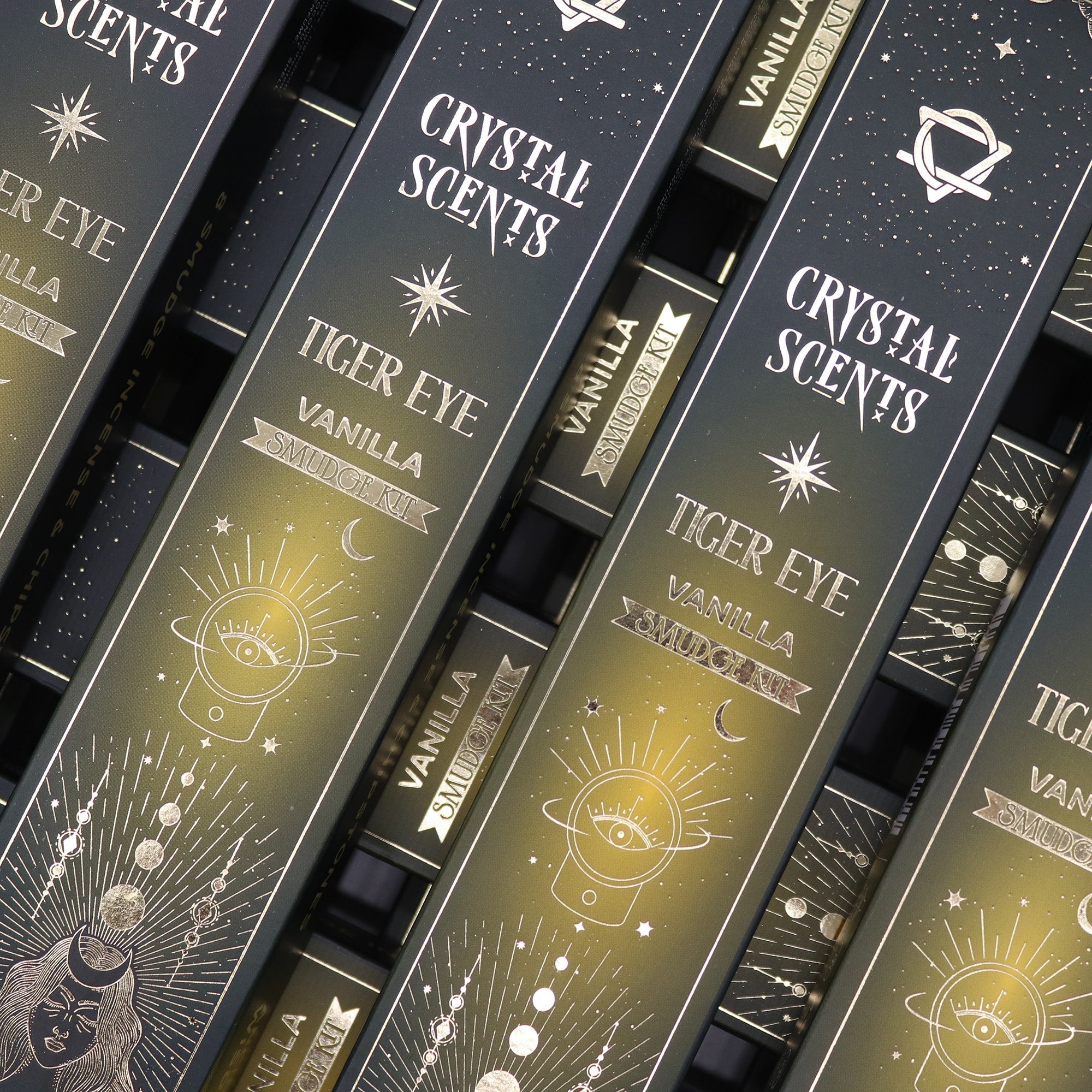 CRYSTAL SCENTS INCENSO IN BASTONCINI E CHIPS DI PIETRA NATURALE - Occhio di tigre
