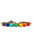 Samsara Bracciale  7 CHAKRA con Sette Pietre Diverse - Shamballa Tibetano Buddista - Filo in Cotone Cerato, Vari colori