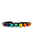 Samsara Bracciale  7 CHAKRA con Sette Pietre Diverse - Shamballa Tibetano Buddista - Filo in Cotone Cerato, Vari colori