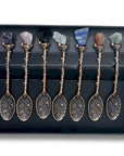 SET 7 CUCCHIAI CON PIETRE GREZZE - Bronzo