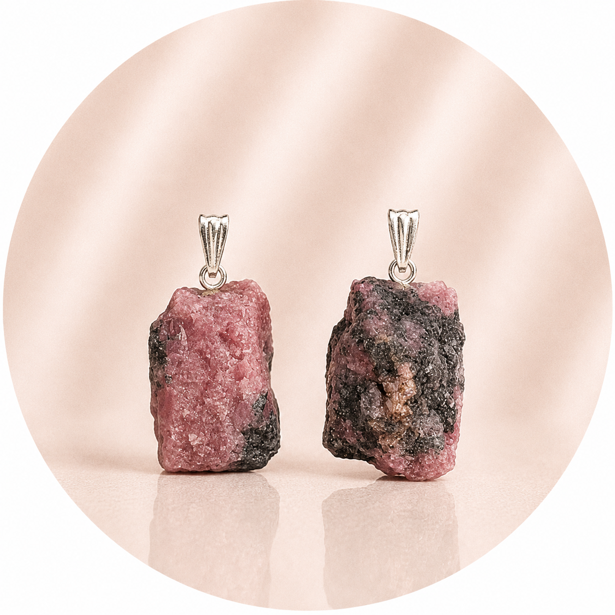 CIONDOLO IN RODONITE GREZZA - Amore verso se stessi, equilibrio emotivo e perdono