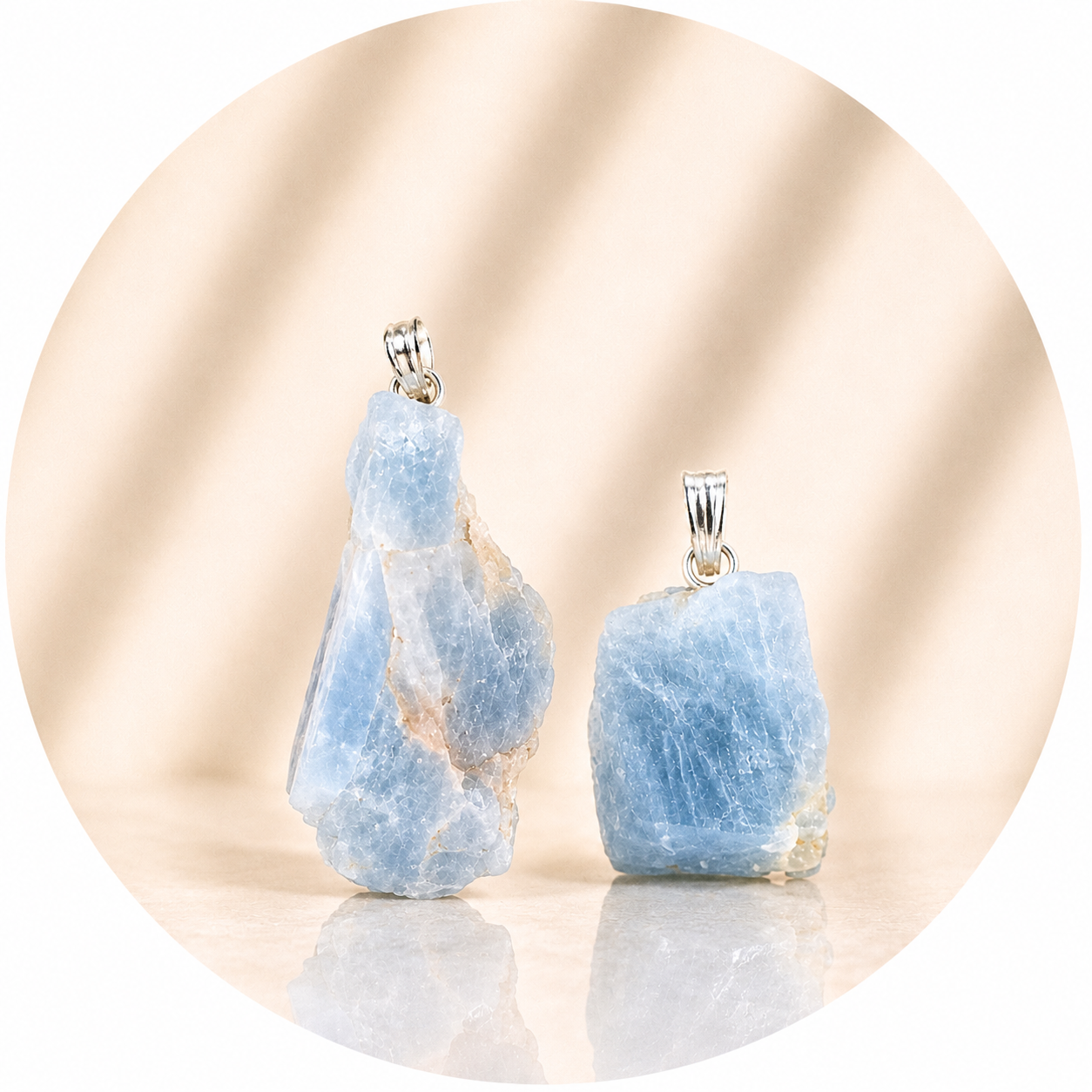 Rough blue -kicked pendant - calm and protection