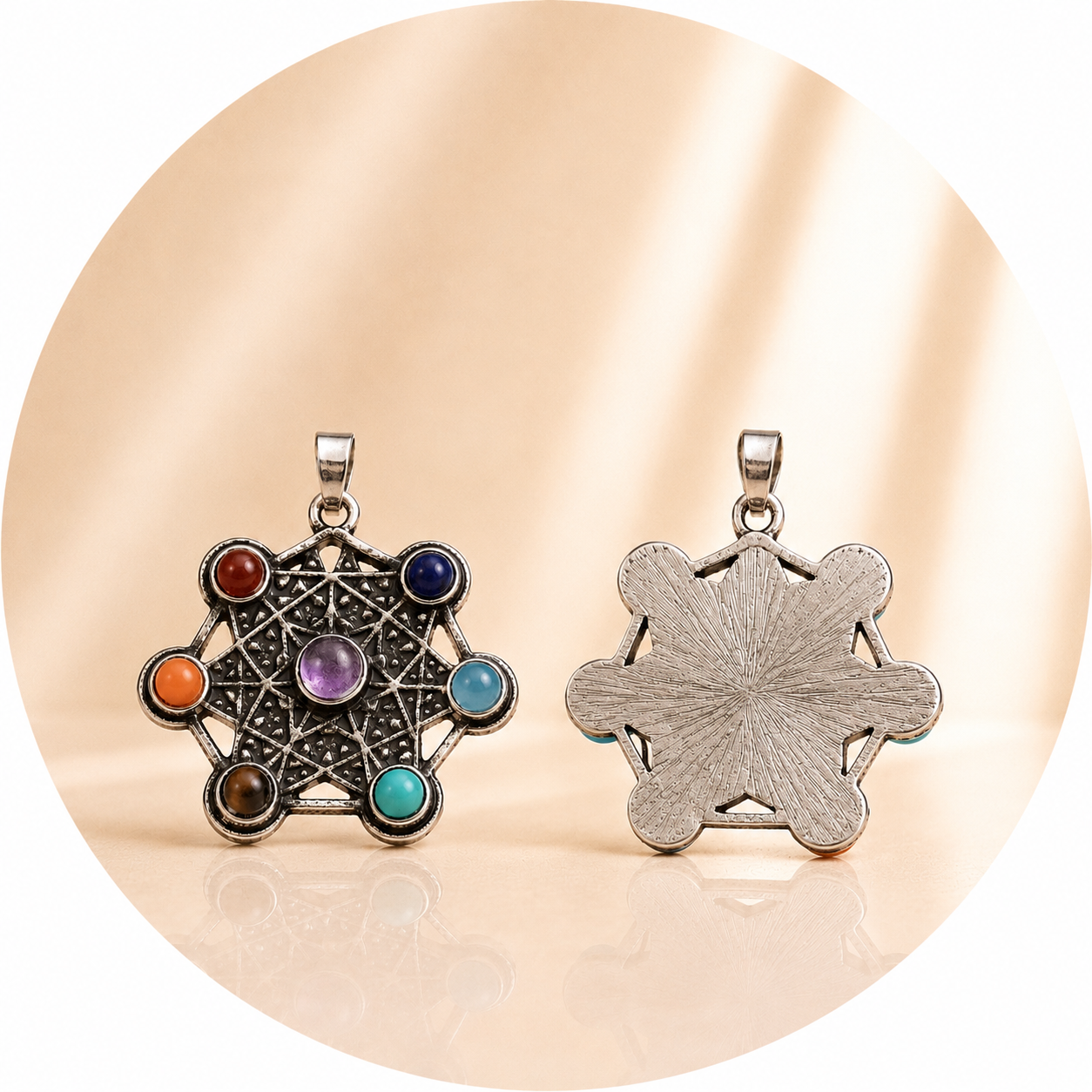 CIONDOLO CUBO METATRON 7 CHAKRA – Geometria Sacra
