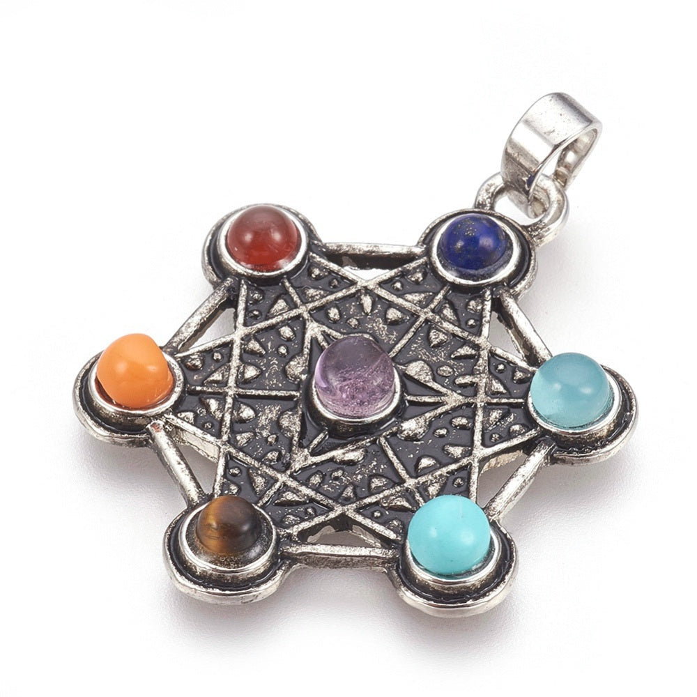 CIONDOLO CUBO METATRON 7 CHAKRA – Geometria Sacra