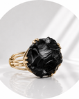 ANELLO PEPITA DI OSSIDIANA NERA - Protezione e radicamento