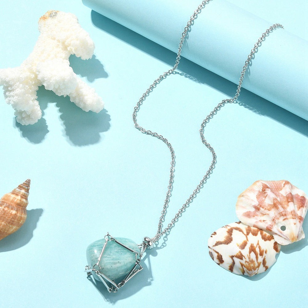 COLLANA CON GABBIETTA PER PIETRE - Acciaio 304