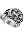 San Benedetto cross ring in 304 free nickel stainless steel - different silver color sizes