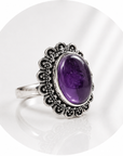 ANELLO FIORE CON AMETISTA IN OTTONE - Calma e rilassamento