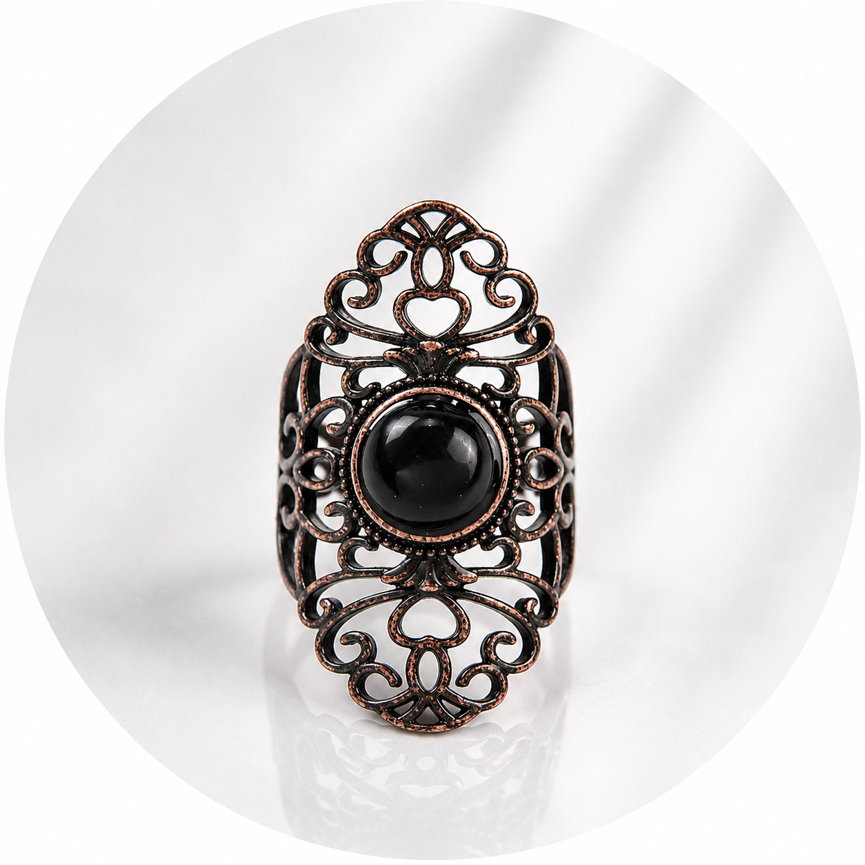 ANELLO RETRÒ IN OSSIDIANA NERA - Scudo energetico