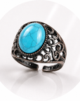 ANELLO CON TURCHESE SINTETICO IN OTTONE - Regolabile | Scopri su Clorophilla Shop