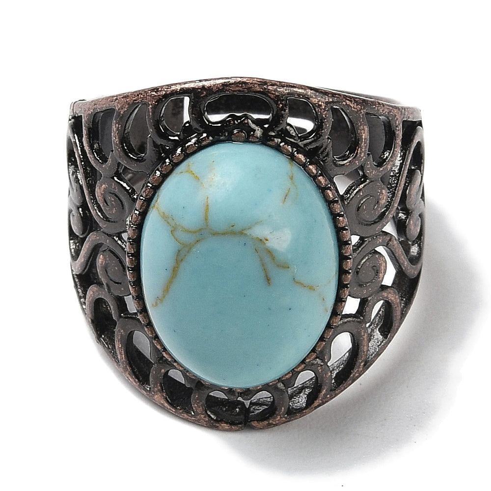 ANELLO CON TURCHESE SINTETICO IN OTTONE - Regolabile | Scopri su Clorophilla Shop