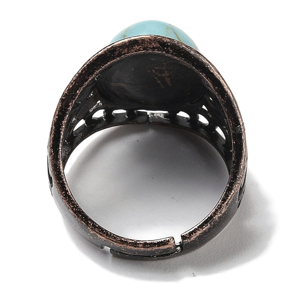 ANELLO CON TURCHESE SINTETICO IN OTTONE - Regolabile | Scopri su Clorophilla Shop