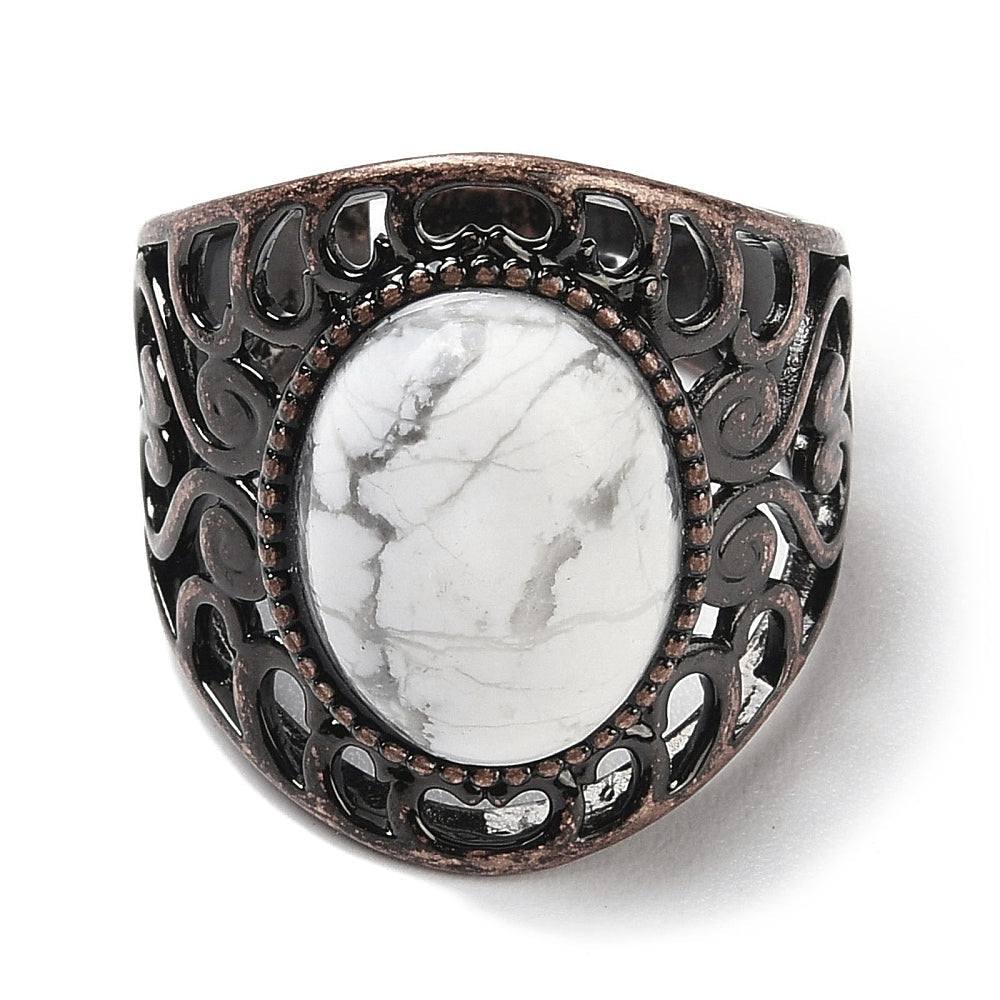 ANELLO CON HOWLITE IN OTTONE - Serenità ed equilibrio emotivo